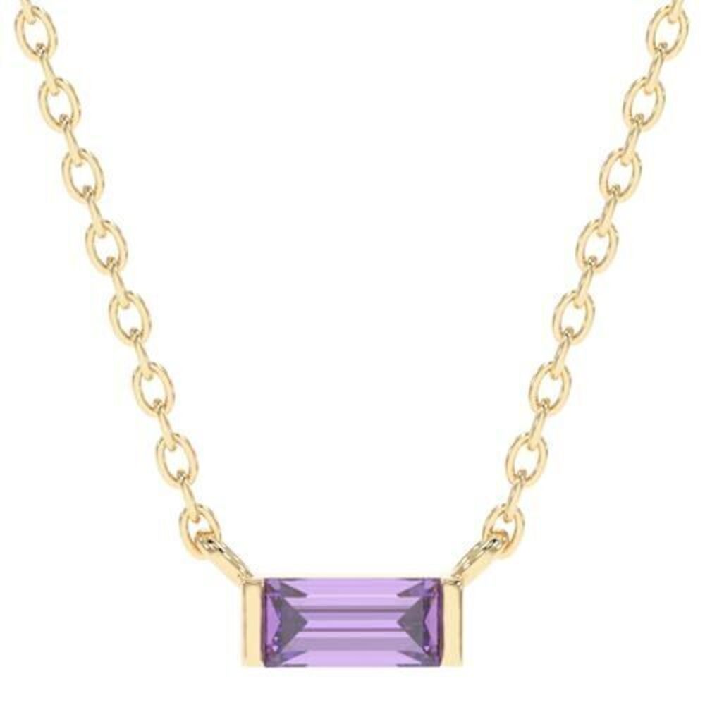 8223 Amethyst Necklace , Premium Gold Minimalist Rectangle Necklaces